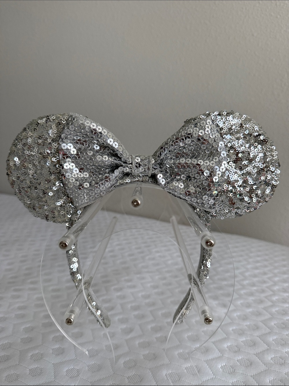 Disney Silver Sequin Minnie Ears Headband